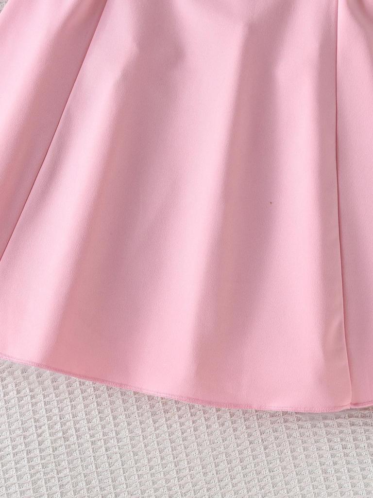 Mädchen Rosa Jacquard Cardigan & Schleifenkragen Kleid Zweiteiliges Herbst-Set