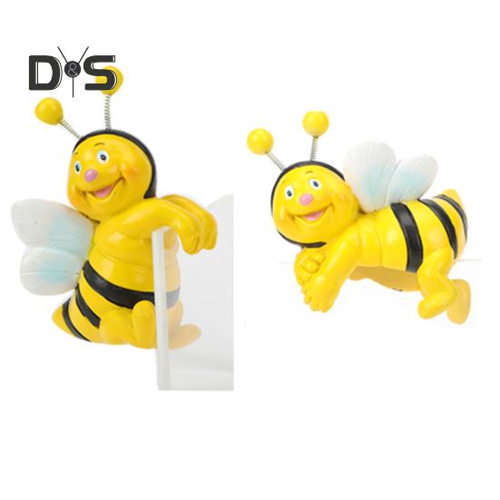

2 шт., украшение для кашпо в виде пчелы, подвесная скульптура пчелы, мультяшная фигурка пчелы из смолы для горшечных растений, декор для края цветочного горшка 2pcs