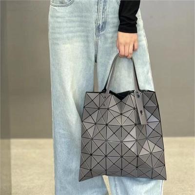 Japanese Frosted Diamond Pattern Shoulder Tote - Large Capacity Geometric Handbag for Women