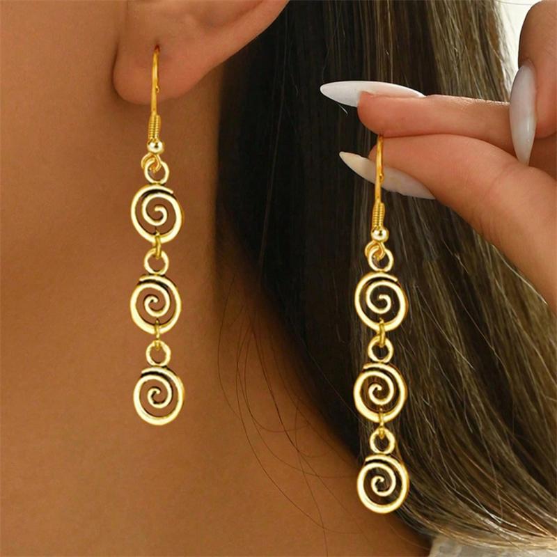 

Vintage Metal Spiral Dangle Earrings for Women Fashion Simple Geometric Swirl Long Drop Earring Piercing Ear Jewelry Accessories
