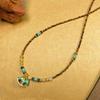 Vintage Tiger Eye Stone Necklace with Gilded Rocking Horse Pendant - 2025 Elegant Design Clavicle Chain.