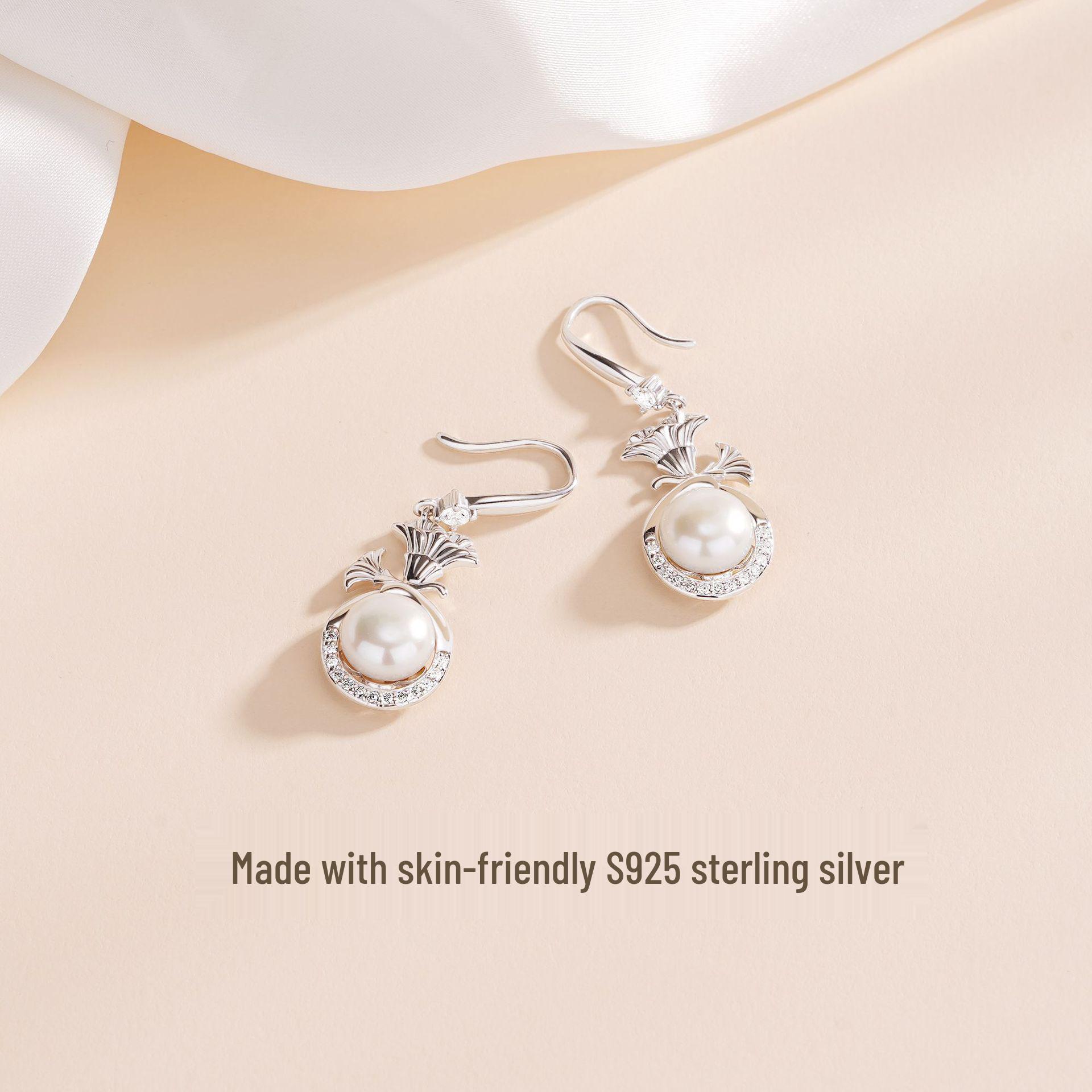 Tichya Carnation Earrings: S925 Silver, Freshwater Pearl, Elegant & Fashionable. 925 Silver