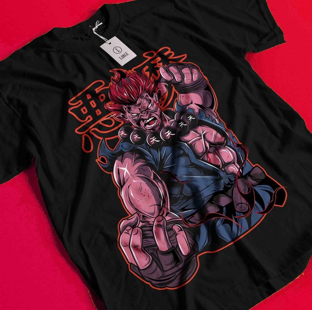 

Akuma Gouki T-Shirt Karate Street Fighter Shirt Chun Li Tshirt Ken Anime FightOp BB797 M