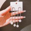 Long Tassel Pearl Earrings Full Rhinestone Dangle Drop Earrings Simple Elegant Jewelry for Women and Girls