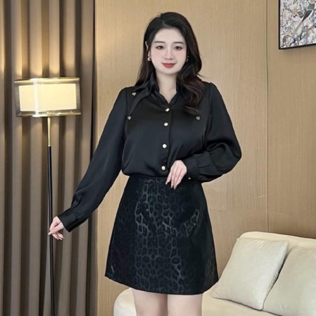 

Spring 2025 Plus Size Light Luxury Jacquard Two-Piece Set: Shirt & Skirt - Thirteenth Street Women s Fashion M (Recommended 90-105 kg)