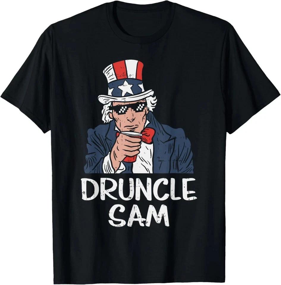 Druncle Sam Funny Uncle Sam Beer 4th Of July Party Drinking TShirt S