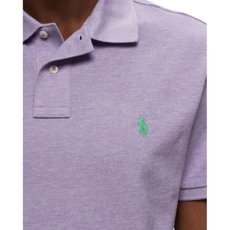 Polo Ralph Lauren Logo Embroidered Solid Color Short Sleeve Polo Shirt Men tops Light-Purple 710680784-370