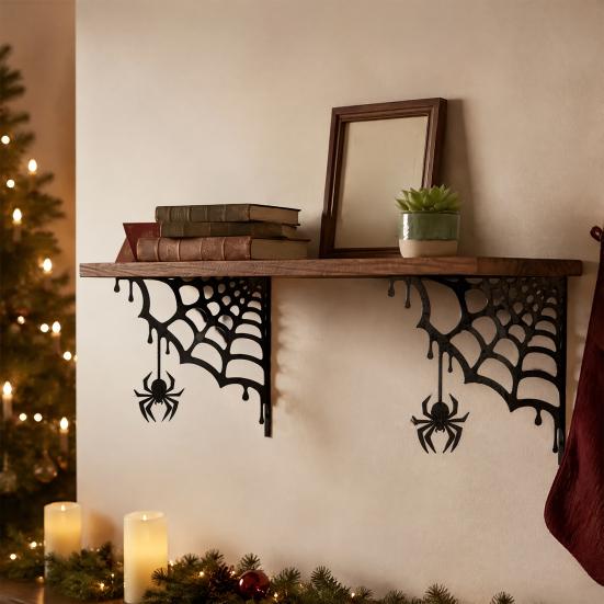 Gothic Home Accents 2Pcs Spider Web Corner Metal Wall Art, Signs Outdoor Decor, Housewarming Gift Minimalist Aesthetic Sculpture for