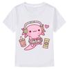Summer Pink Axolotl Print Love T-Shirt Sports Short Sleeve Top Children's Holiday Gift Cute Style Top