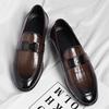 Fashion Stylish Men Leather Casual Shoes Comfortable Loafers Slip on Man Moccasins Non Slip Driving Shoes Metal Buckle Business Footwear