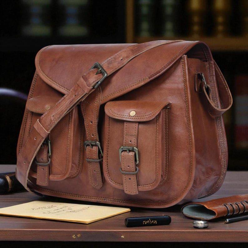 

Handmade Vintage Leather Shoulder Bag – Genuine Leather Messenger Satchel for Men & Women | Classic Everyday Crossbody with Adjustable Strap 13 x 10 x 4 in