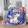 1pc Unicorn Printing Lightweight Flannel Blanket, Comfortable and Warm Blanket, for Camping Sofa Bed and Couch Office, In All Seasons