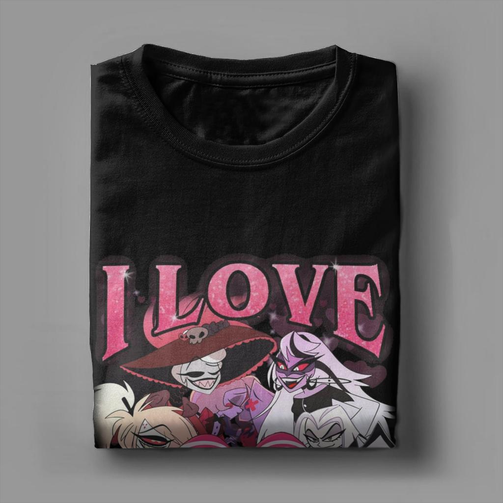 Hazbined Hoteled I love women T Shirt for Men 100% Cotton for Male T-Shirts Round Collar Tees Short Sleeve Tops Plus Size