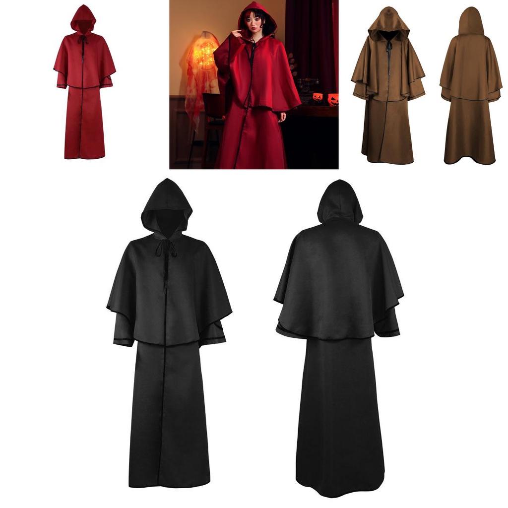 Medieval Renaissance 5-color Hooded Cloak For Halloween Cosplay