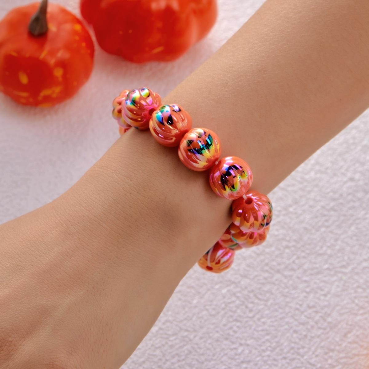 

Halloween Black Ghost Spider Pumpkin Skull Resin Beaded Bracelet Simple Insect Skeleton Bangle For Women Men Gothic Jewelry Gift