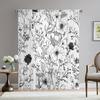 Set Of 2 Black White Floral Print Pattern Curtains Polyester Fabric Suitable Bedroom Living Room Decoration Curtain Perfect For Area