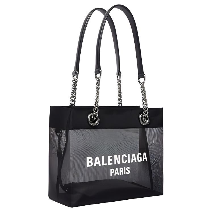 Balenciaga Small Duty Free Mesh Tote Black/White Women Tote_bags 7416032AADB1090