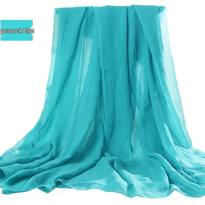 Versatile Summer Red Silk Scarf: Multifunctional Imitation Silk Shawl, Sunscreen Beach Towel, Dancing Gauze Scarf for Women