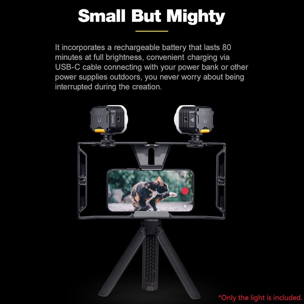 Godox WL4B IPX8 30M Waterproof LED Photography Light Color Temperature 5600K CRI97 TLCI97 APP