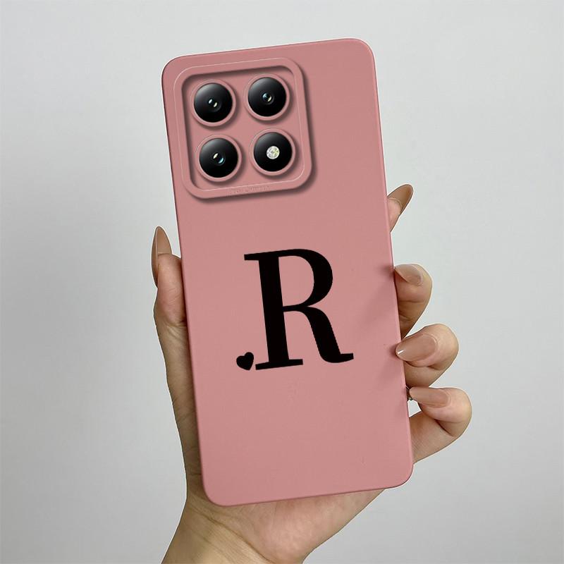 For Xiaomi 14T Pro Case Xiaomi 14T Pro Cover Mi 14T Pro Luxury Initial Letters Square Phone Case Matte Shockproof TPU Back Cover
