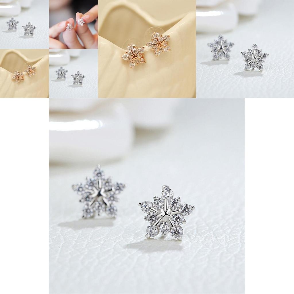 Feiertags-Schneeflocken-Ohrstecker mit Silberfinish für Damen Geschenk-Accessoire