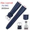 20mm 22mm Curved End Woven Leather Wristband for IWC Pilot Genuine Cowhide Watchband for Omega High Quality Flat End Bracelet