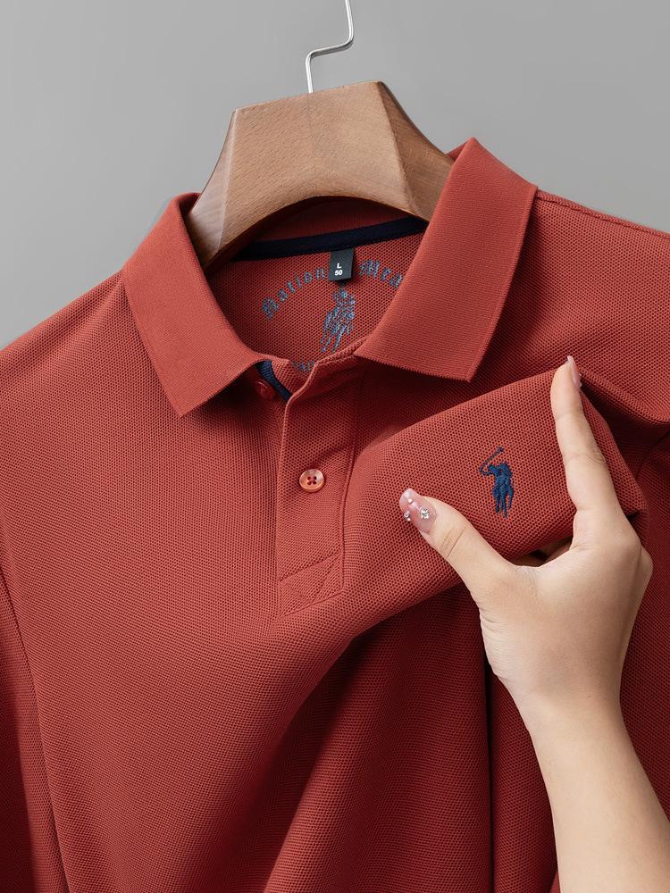 Python Dragon Men's Double-Sided Pique Cotton Long-Sleeve Polo with Embroidered Turn-Down Collar