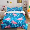 Pink Flamingos And Tropical Leaves Print Bedding Set 1 Duvet Cover 2 Pillowcases For Adult And Children Luxury Gift Full Size