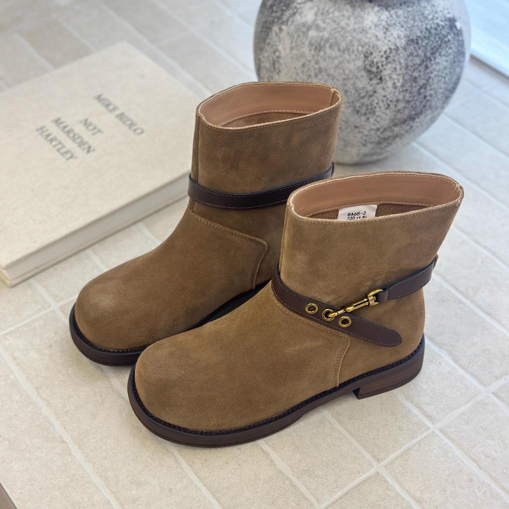 2025 Herbst neue Plateau-Gürtelschnalle Retro Martin Stiefel dicker Absatz Ritterstiefel Damenschuhe Boken Damenschuhe