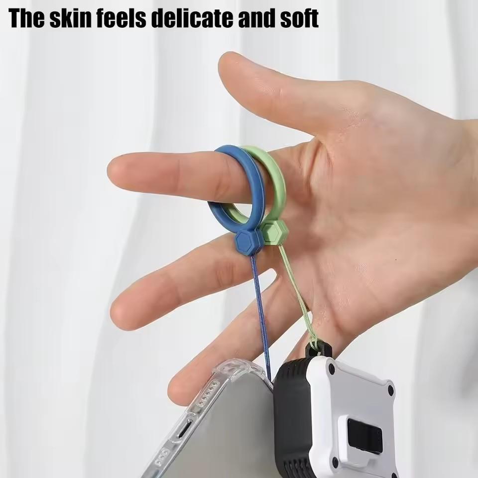 Anti-lost Mobile Phone Pendant Finger Ring Short Silicone Lanyard Silicone Pendant Ring Soft Multicolor Keychain Keys Cord