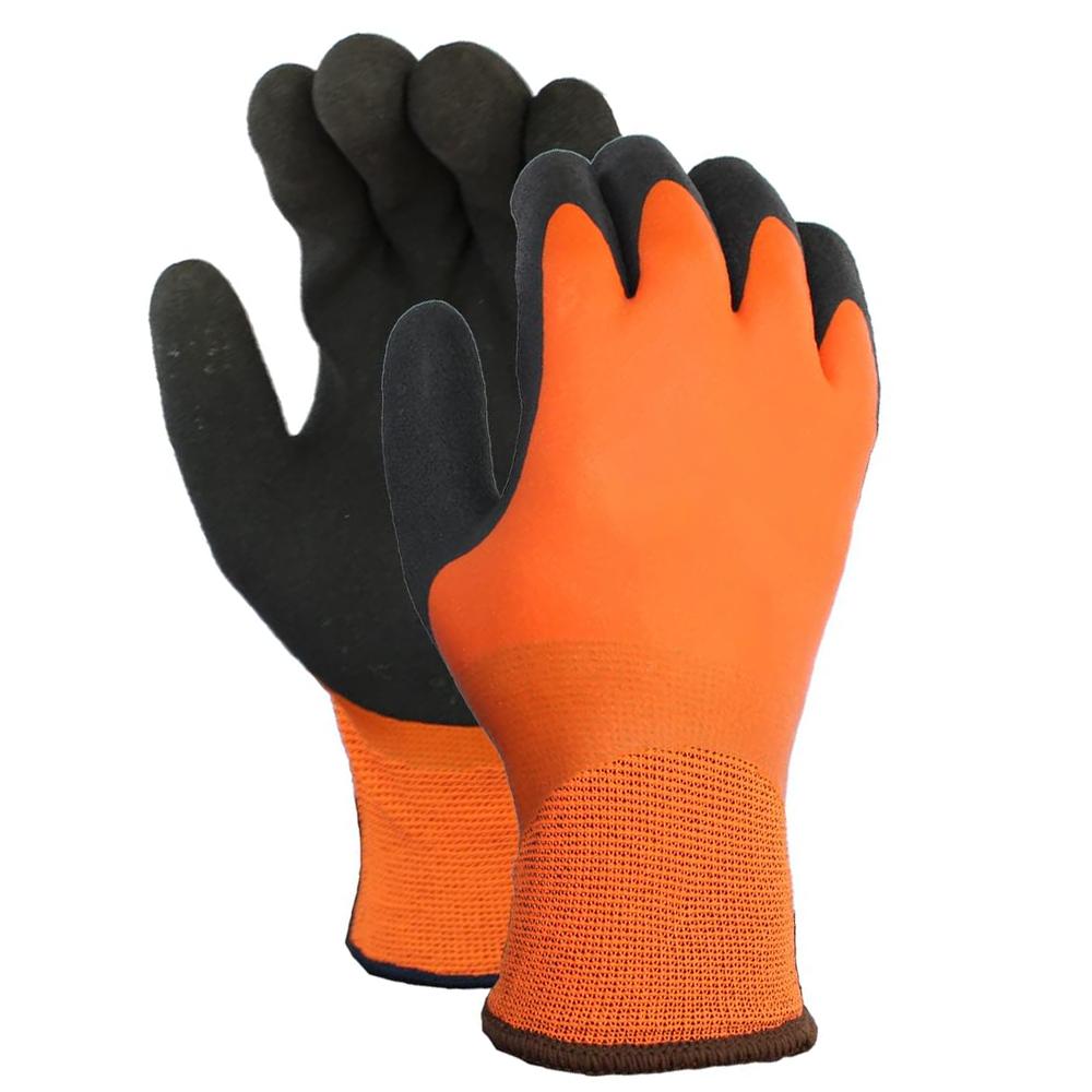 High Visibility Orange Waterproof Work Gloves Windproof Thermal Latex Coated Gloves for Snow Removal Construction Industrial (Blue,L&General Purpose Work Gloves) синий