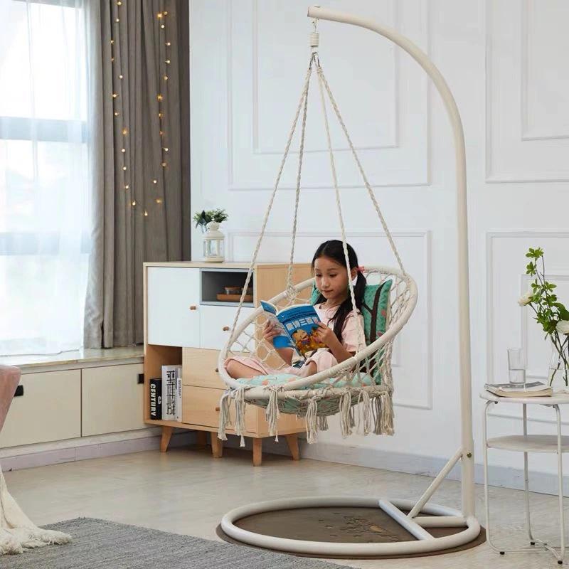 Nordic Style Cotton Rope Hammock Chair - Tassel Swing for Outdoor Camping