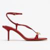 Fashion Summer Sexy Square Toe Metal Buckle Designer Thin High Heels Women Red Ankle-Wrap High Heeled Sandals Luxury Wedding Bridal Shoe