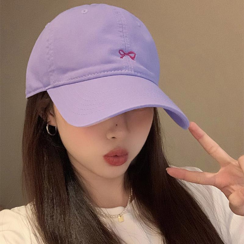 

Ricygvm Embroidered Bow Baseball Hat For Women Outdoor Sunshade Visors Solid Color Duck Tongue Cap Cotton Casual Girl Peaked Hat Adjustable