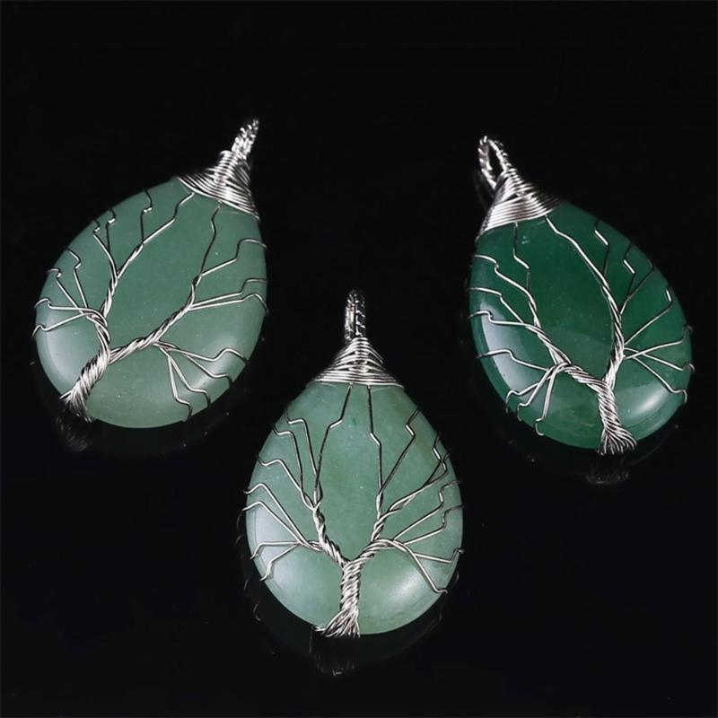 Water Drop Shaped Necklace Pendant Necklace Crystal Stone Jewelry Crystal Stone Material Necklace Jewelry Gift for Women