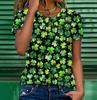 St.Patrick’s Day Women's T-shirt Green Lucky Clover  3D Print Crew Neck Outdoor Festival Short Sleeve T Shirts Women Clothing