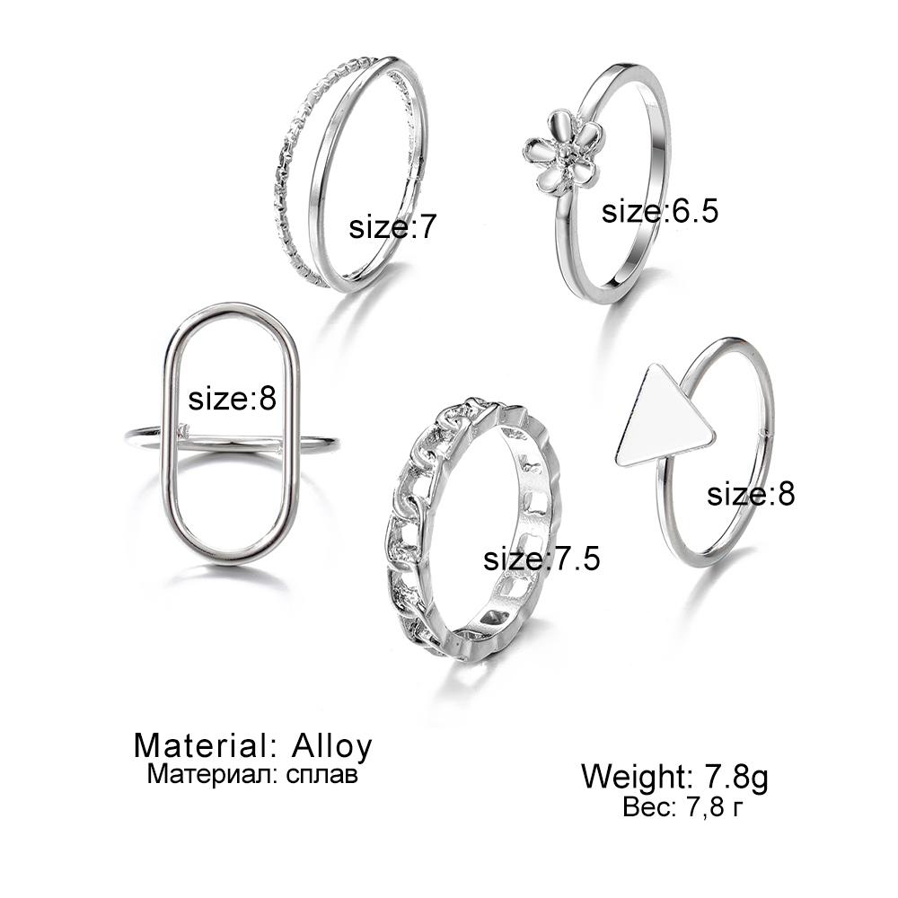 2023 Korean Simple Women Nightclub Ring Party Ring Geometric Carving Girl Student Ring Triangle Hollow Out Ring Set Combination