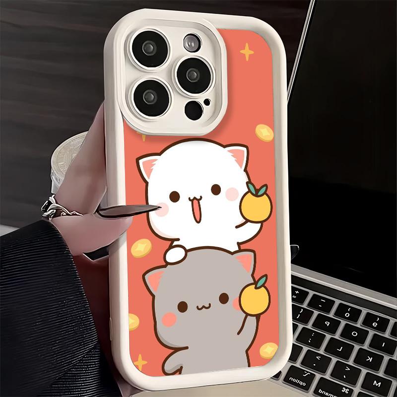 Phone Case for iPhone 17 Air 16E 15 16 Pro Max Cartoon Cute Peach Goma Cover 14 Plus 13 12 Mini Soft Shell Silicone Fundas