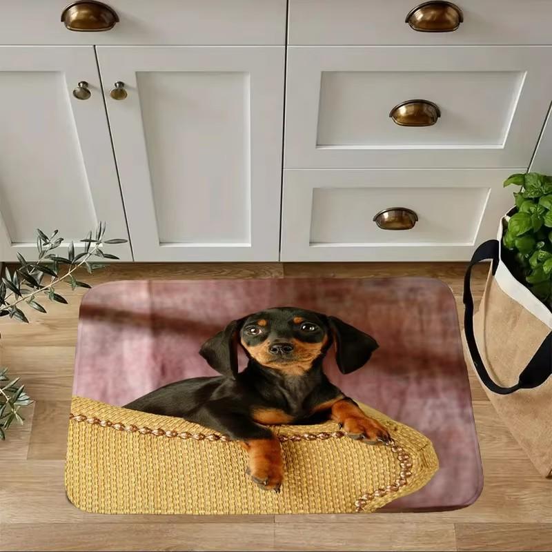 Mini Dachshund Dog Door Mat Decor Animal Pattern Print Rug Living Room Bedroom Entrance Doormat Kitchen Front Non-slip Carpet