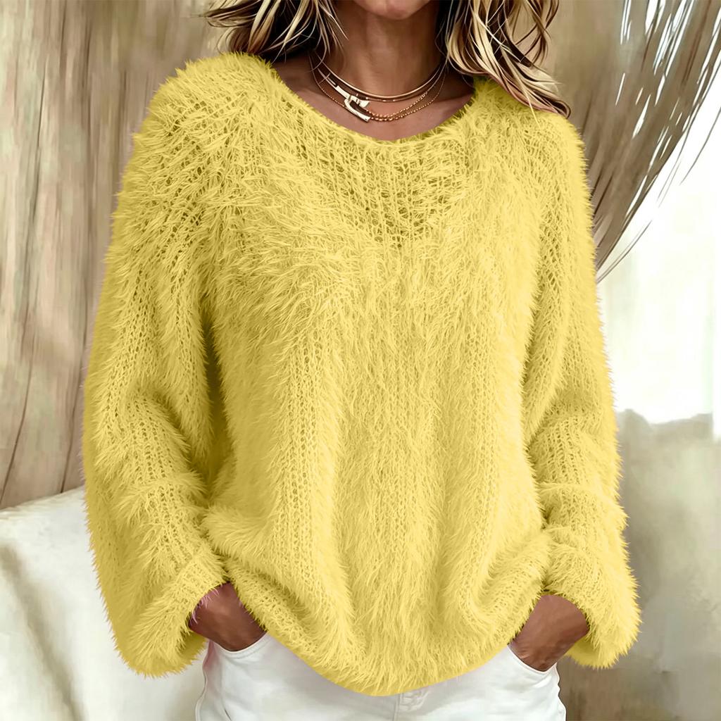 Damen Flauschiger Langarm Rollkragen Pullover Top in Farben