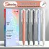 Japanese Style Press-Type White and Black Pen Set with Brush Stroke Tip, Smooth 0.5mm Black Ink for Students