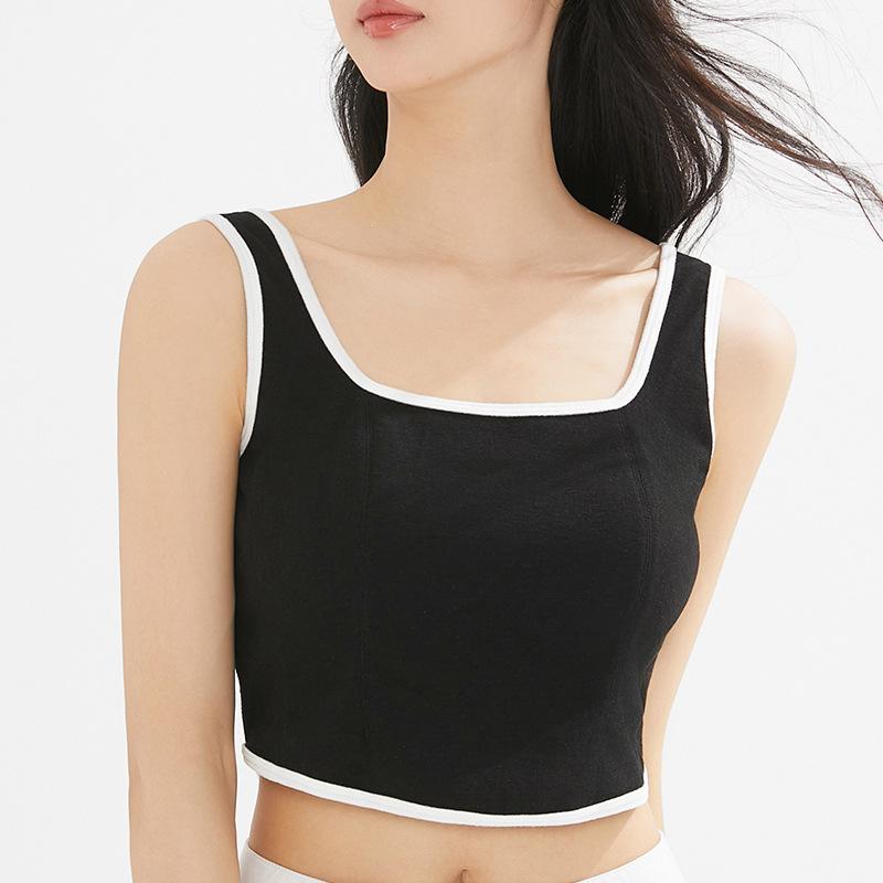 

Женский осенне-зимний теплый удобный короткий жилет 2 в 1 без бюстгальтера, универсальный цельный облегающий терможилет с подкладкой из флиса S чёрный