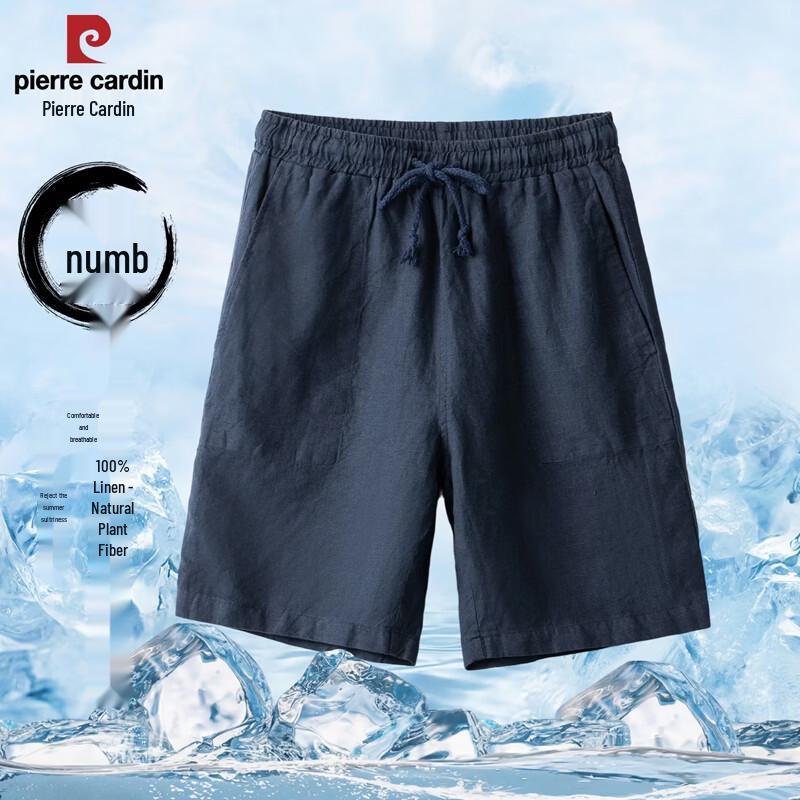 Pierre Cardin Men s Pure Linen Straight-Leg Casual Shorts L
