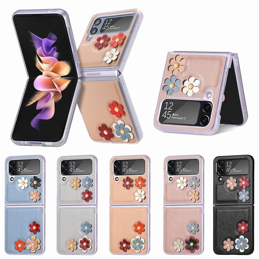 Slim Fit Flower Leather Folding Cover Case For Samsung Galaxy Z Flip4 5g Flip 4 Non -Fingerprint Coque For Samsung Flip 4