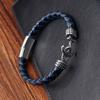 European and American Men's Titanium Steel Bracelet Cowhide Woven Anchor Leather Bracelet Leather Rope 2026