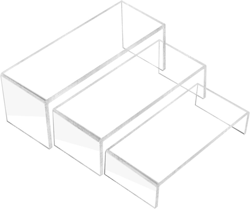 Clear Acrylic Display Risers,3-Tier Risers Stands for Funko Pop Figures Jewelry Showcase Candy Dessert Cake Large