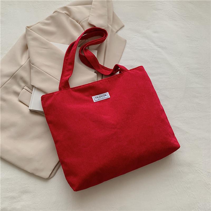 Korean Style Cotton Tote Bag for Women Solid Color Large Capacity Handbag Fashionable Casual Shoulder Purse CLE