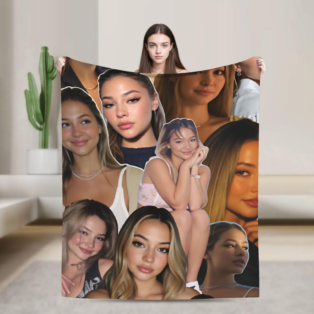 Madelyn Cline Montage Blanket Soft Warm Funny Plush Throw Blanket For Outdoor Airplane Travel Flannel Bedspread Bed Cover