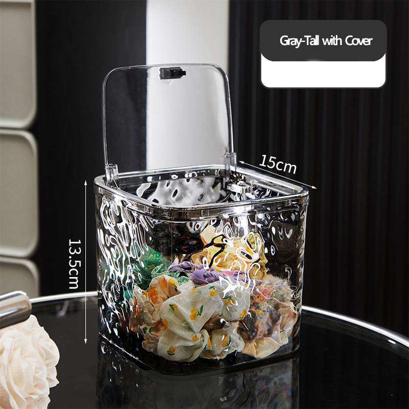 Hair Accessories Organizer Clear Hair Tie Organizer with Lid Desktop Storage Box Multifunctional for Laundry Pods Cotton Swab