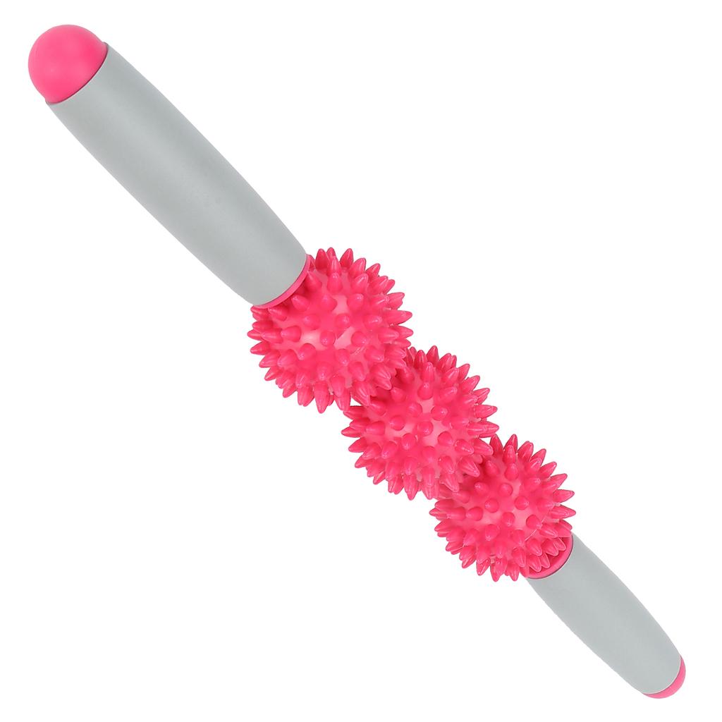 3 Balls Muscle Massage Roller Yoga Stick Body Massage Relaxation Muscle Roller StickRose Red